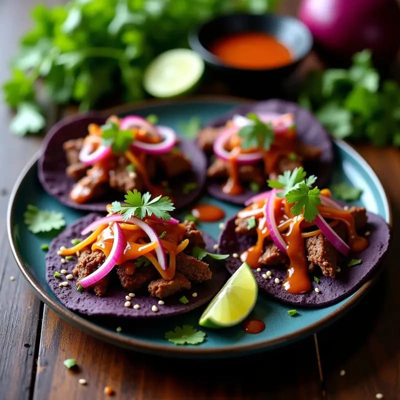 Tacos de Papaya Verde y Carne de Res Desmenuzada con Aderezo de Tamarindo: Receta Tailandesa-Mexicana