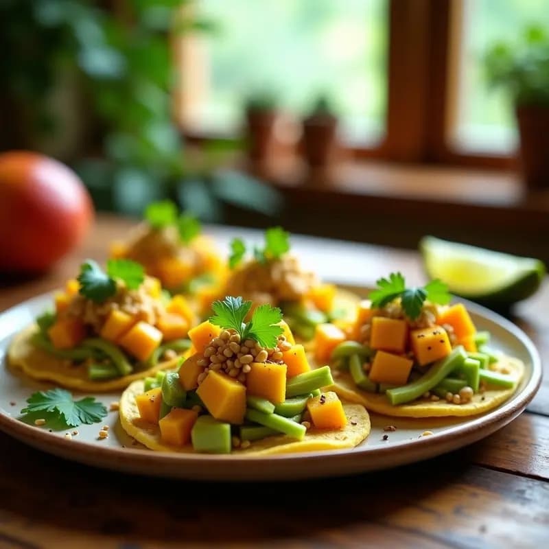 Tacos de Papaya Verde con Ceviche de Mango: Receta Vegana y Tropical