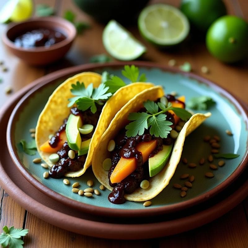 Tacos de Papaya Verde y Jicama con Mole Negro: Receta Mexicana Vegana y Crudivegana