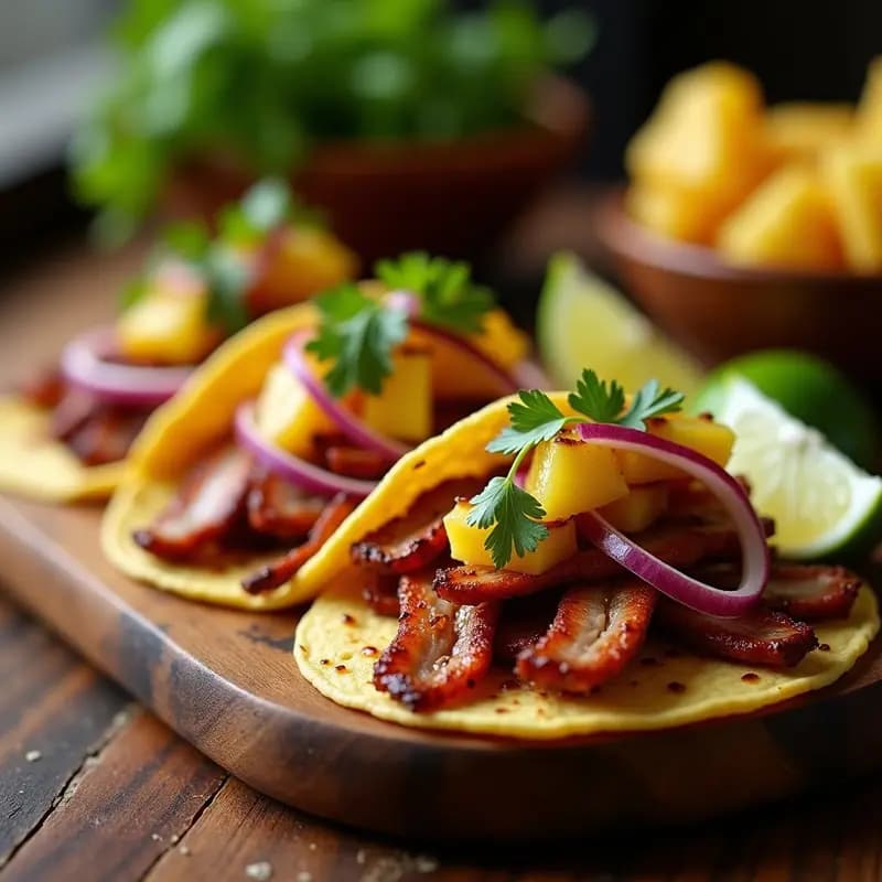 Tacos al Pastor de Cerdo con Piña y Cebolla: Receta Mexicana Street Food en Casa