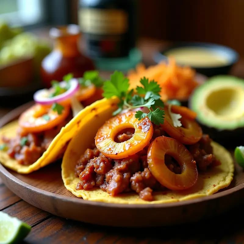 Tacos al Pastor con Piña Caramelizada y Queso Oaxaca: Sabores Auténticos de México