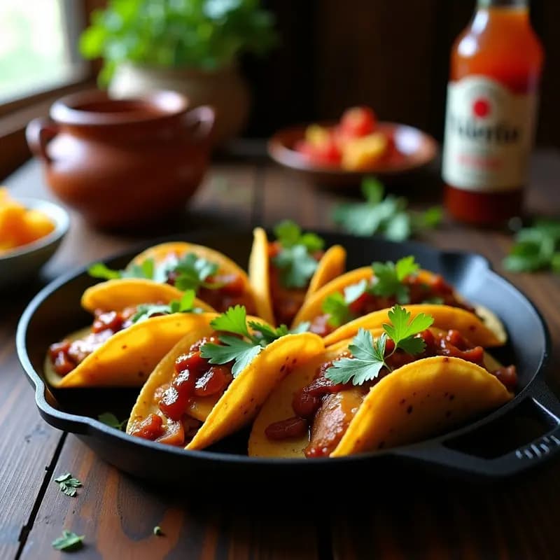 Tacos al Pastor con Piña Caramelizada y Queso Fundido: Dulce y Salado en Perfecta Armonía