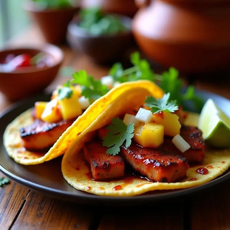 Tacos al Pastor con Piña y Chile Chipotle: Receta Mexicana en Sartén