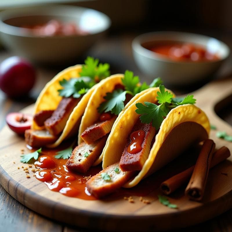 Tacos de Pato Confitado con Salsa de Ciruela y Canela: Receta Mexicana Fusion en Airfryer