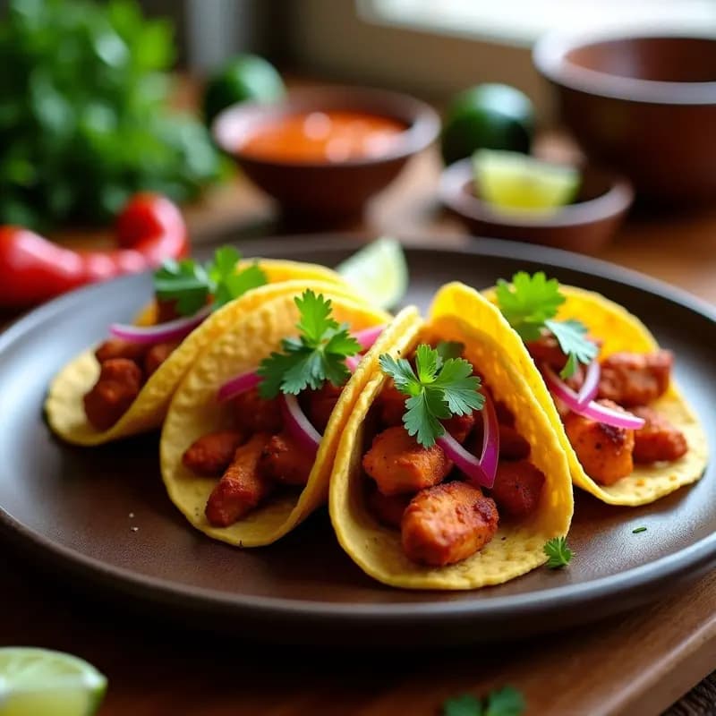 Tacos de Pechuga Pibil en Airfryer: Receta Yucateca con Aroma de Achiote en 20 Minutos