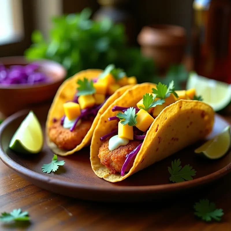 Tacos de Pescado a la Baja California: Receta Mexicana con Mango y Chili en Airfryer