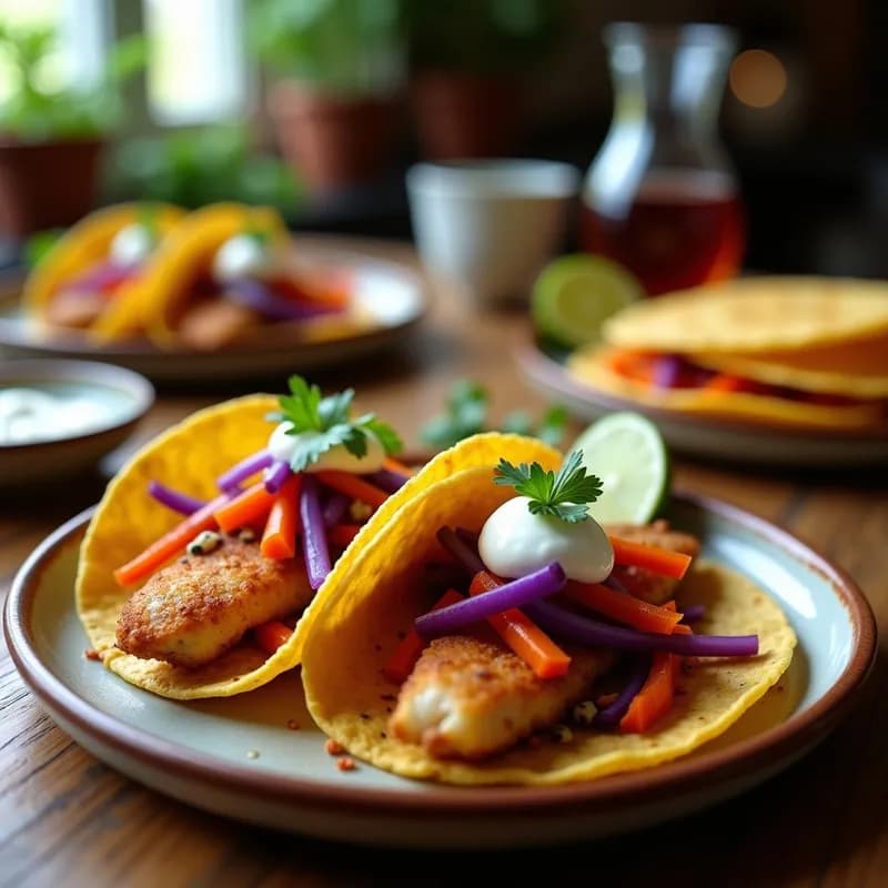 Tacos de Pescado con Encurtidos Ahumados: Receta en Airfryer con Toque Gourmet en 20 Minutos