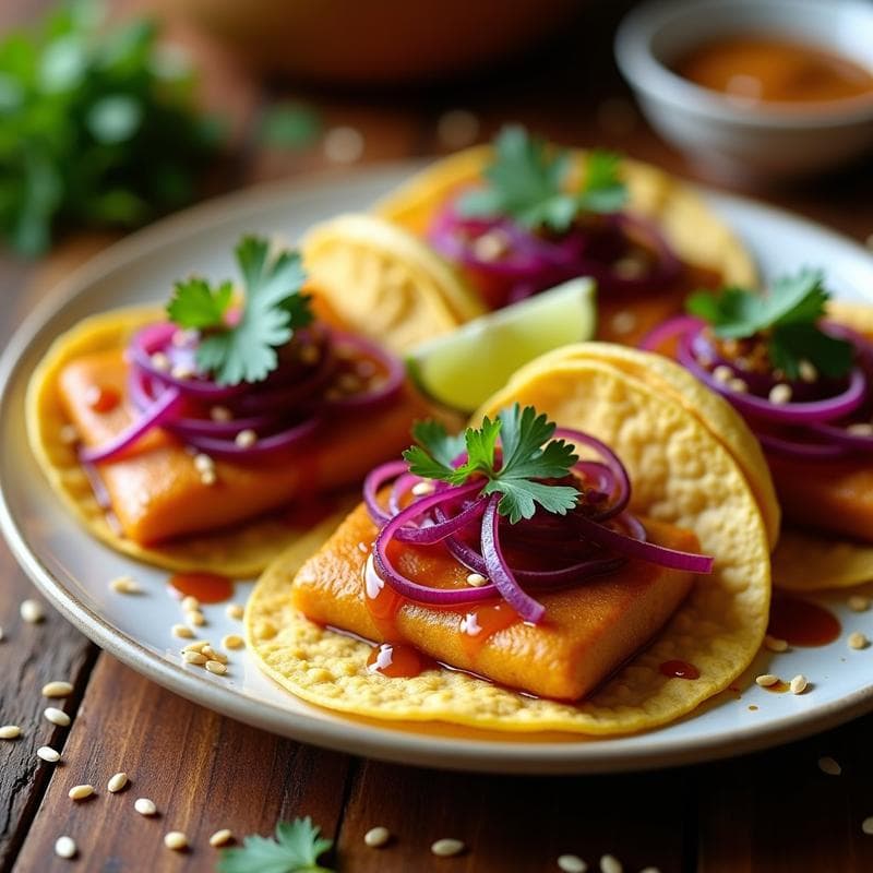 Tacos de Pescado Escabechado con Salsa de Tamarindo y Cacahuete: Receta de Fusion Peruano-Asiática