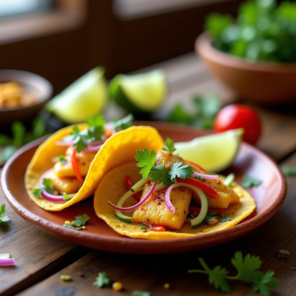 Tacos de Pescado en Escabeche de Azafrán con Jicama y Pepino: Receta Mexicana en Airfryer