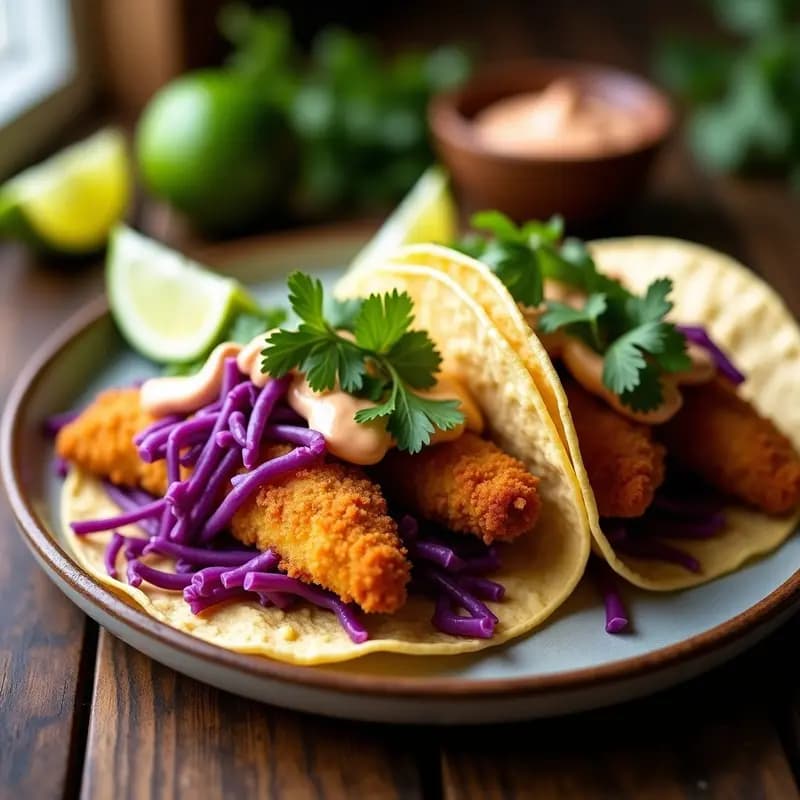 Tacos de Pescado Zarape con Repollo Moro y Crema de Chipotle: Receta Bajacaliforniana Crujiente