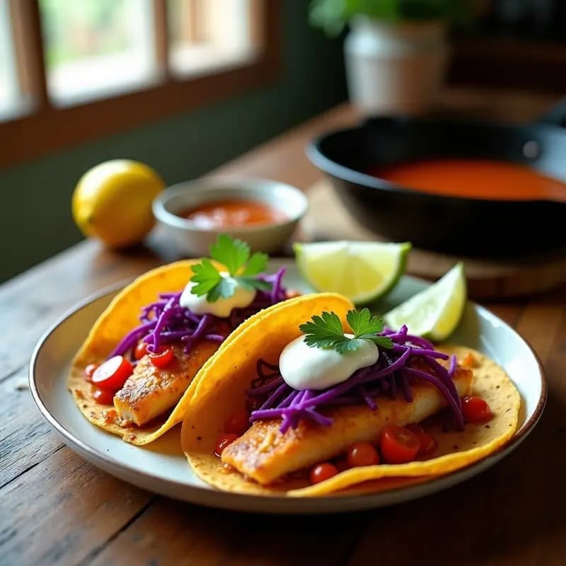 Tacos de Pescado Zarzuela al Estilo Baja California: Receta Mexicana en Sartén