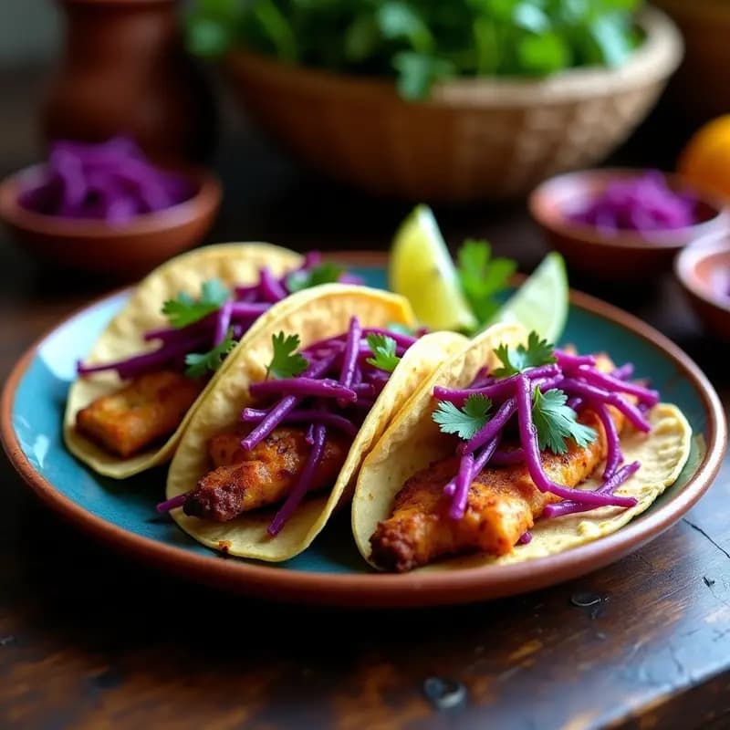 Tacos de Pescado Zarzuela con Repollo Morado: Receta Mexicana Alta en Omega-3