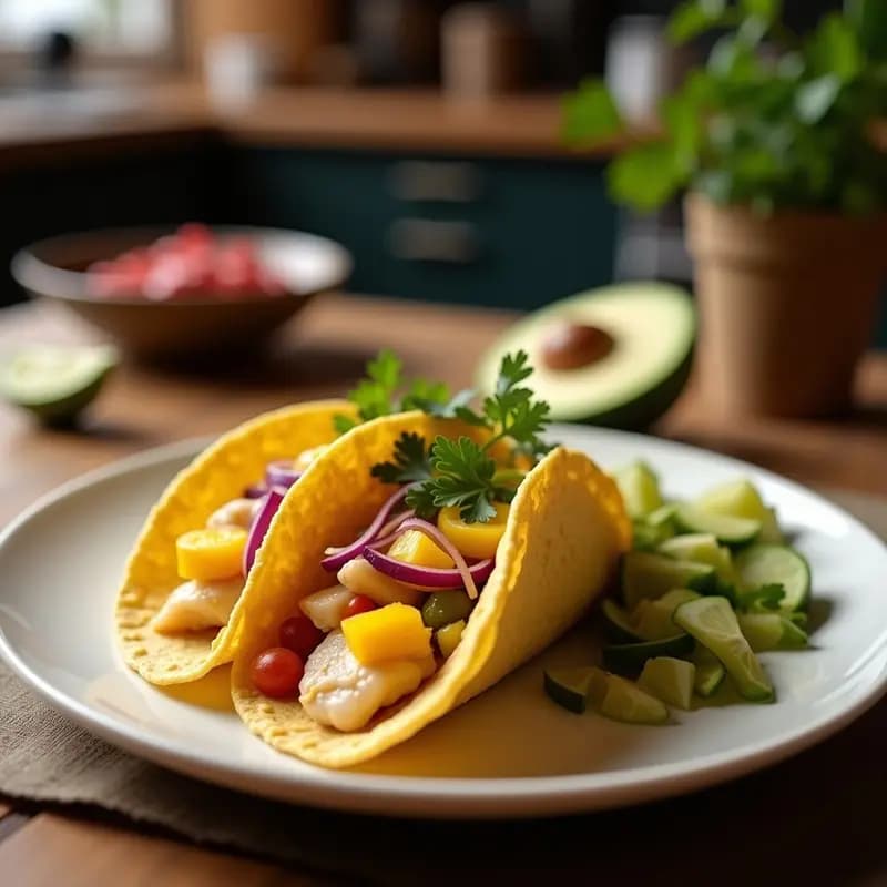 Tacos de Pescado Zorro con Mango y Repollo Morado: Receta Mexicana Fresca en Grill