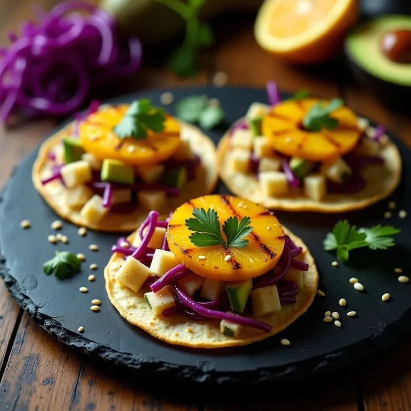 Tacos de Piña Asada y Ceviche de Champiñones con Leche de Tigre: Receta Peruana Dulce-Salada