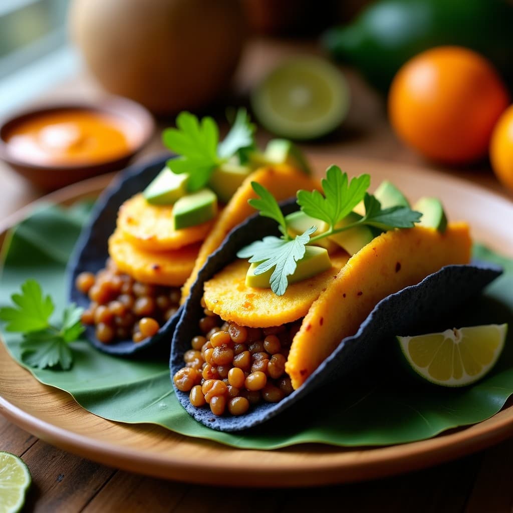 Tacos de Plátano Macho y Picadillo de Lentejas: Receta Vegana Sin Gluten al Estilo Caribeño