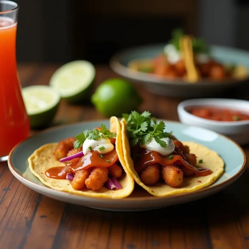 Tacos de Plátano Macho con Pollo Teriyaki y Col Morada: Receta Fusion Mexicano-Japonesa