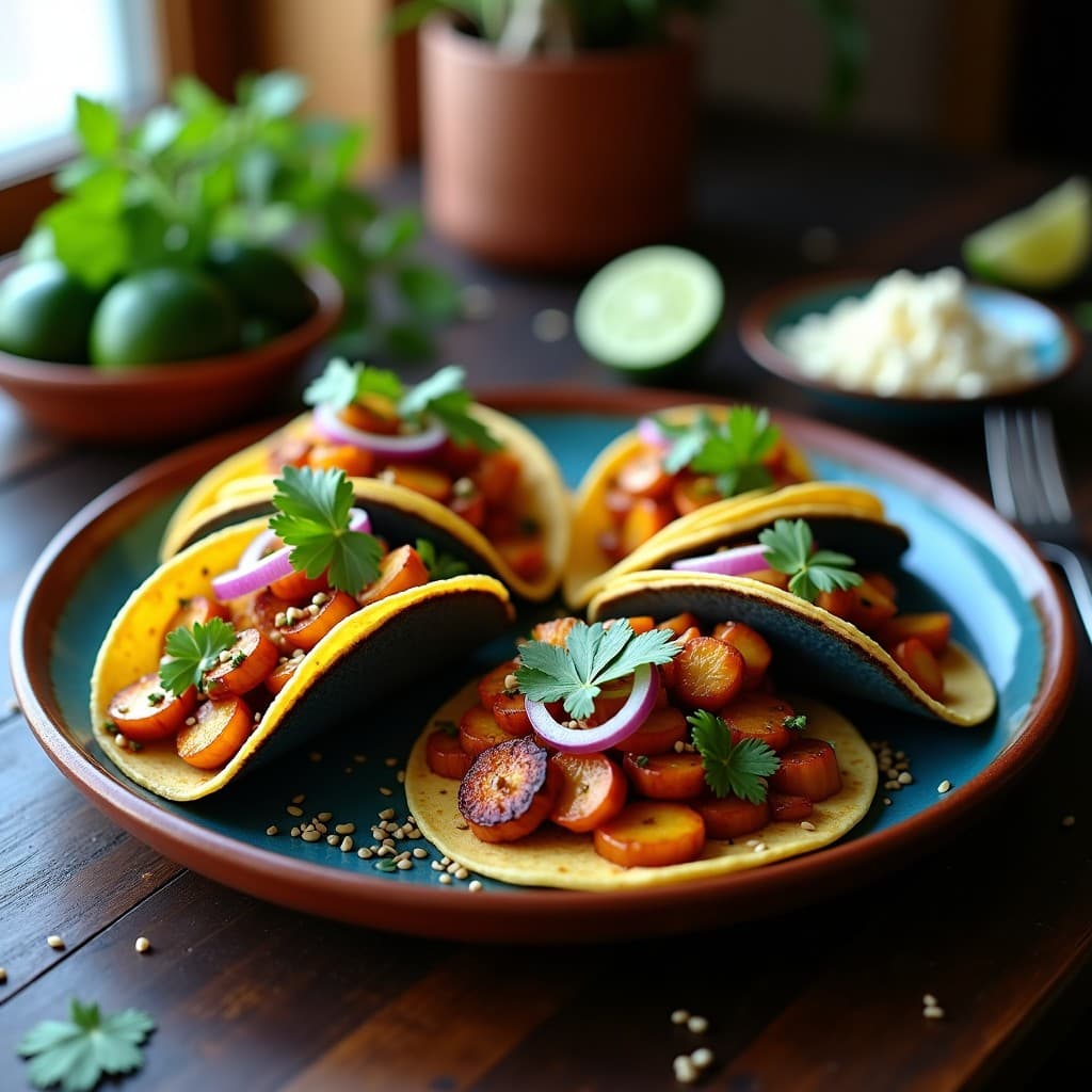 Tacos de Plátano Macho con Pulpo a la Parrilla: Receta Fusion Mexicano-Portugués en Airfryer