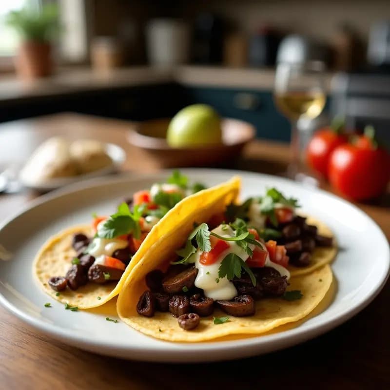 Tacos de Portobello Marinados con Chimichurri y Pico de Gallo: Receta Mexicana Vegana
