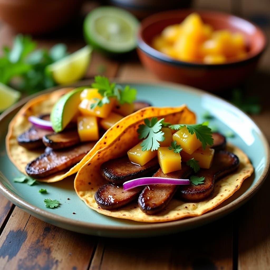 Tacos de Portobello al Pastore: Receta Mexicana Vegana con Piña Caramelizada