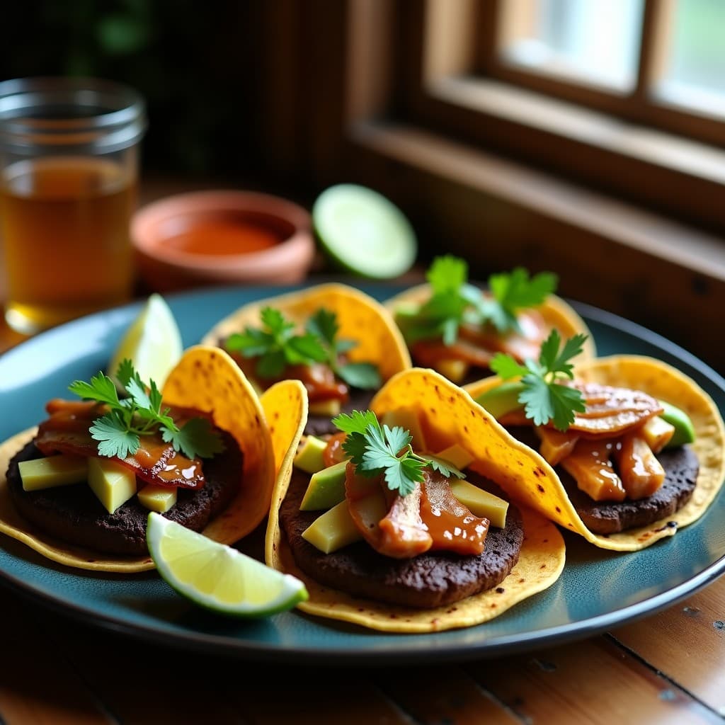Tacos de Champiñones Portobello y Queso Vegano con Salsa de Chipotle: Receta en Airfryer