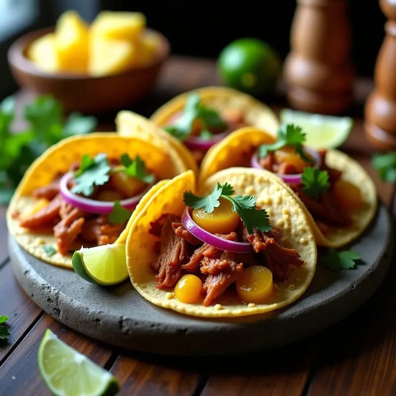 Tacos al Pastor Puertorriqueños con Piña: Receta Fácil en Sartén con Toque Caribeño