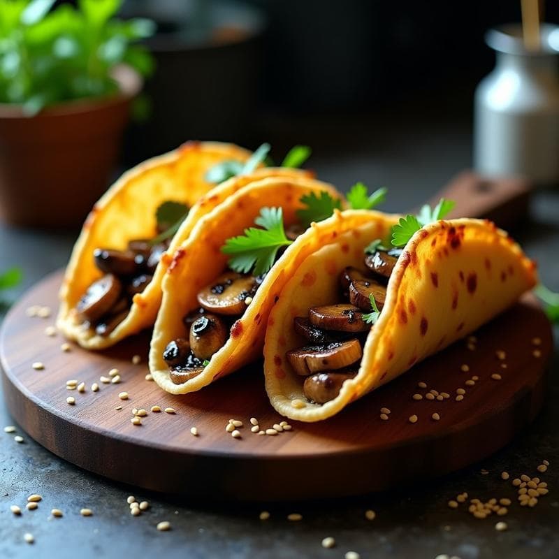 Tacos de Puff Pastry con Hongo Shitake: Receta Crujiente en Airfryer en 15 Minutos