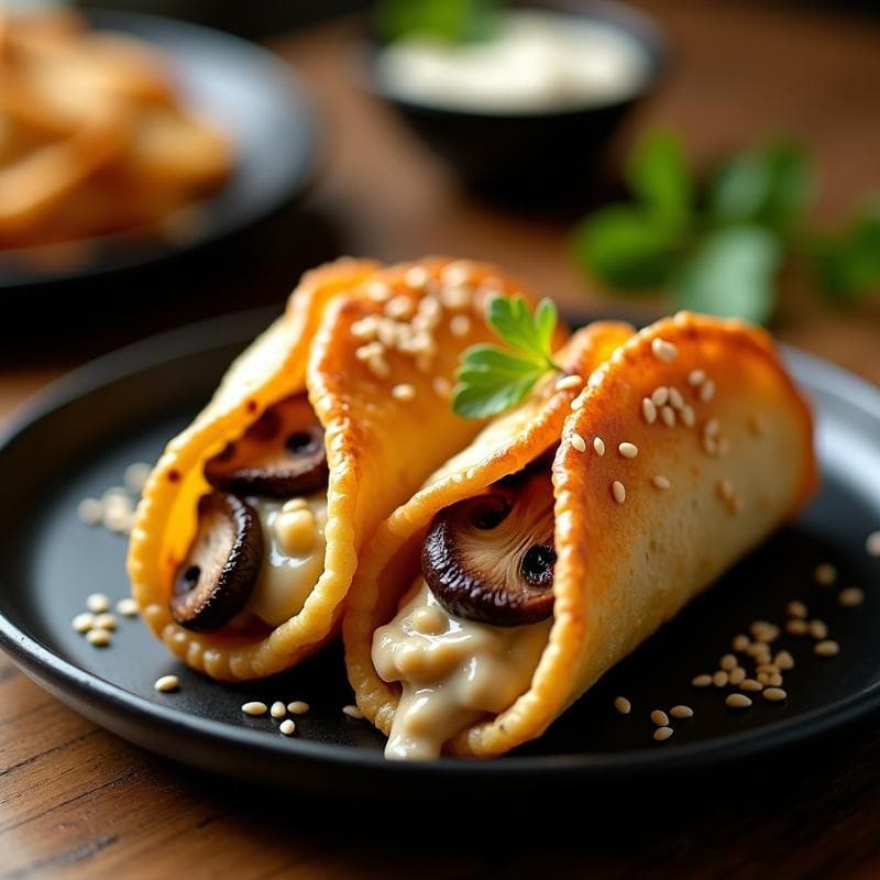 Tacos de Puff Pastry con Hongos Porcini: Receta Gourmet en Airfryer en 12 Minutos