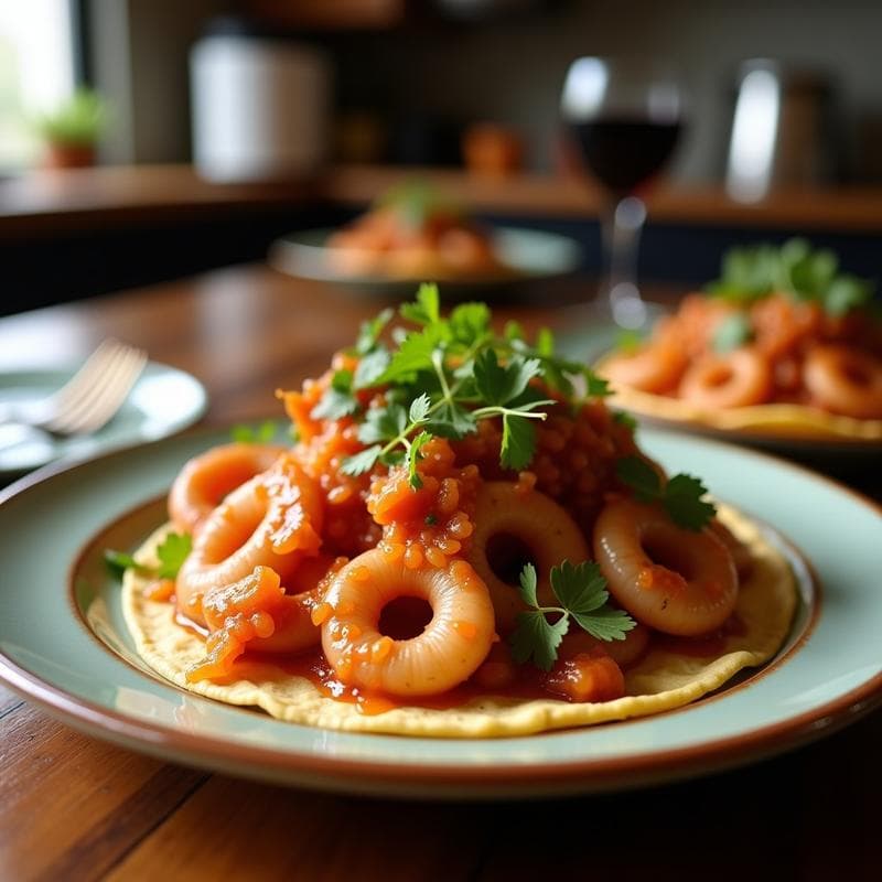 Tacos de Pulpo Ahumado con Aderezo de Kimchi: Receta Coreana Mexicana Fusion en 20 Minutos