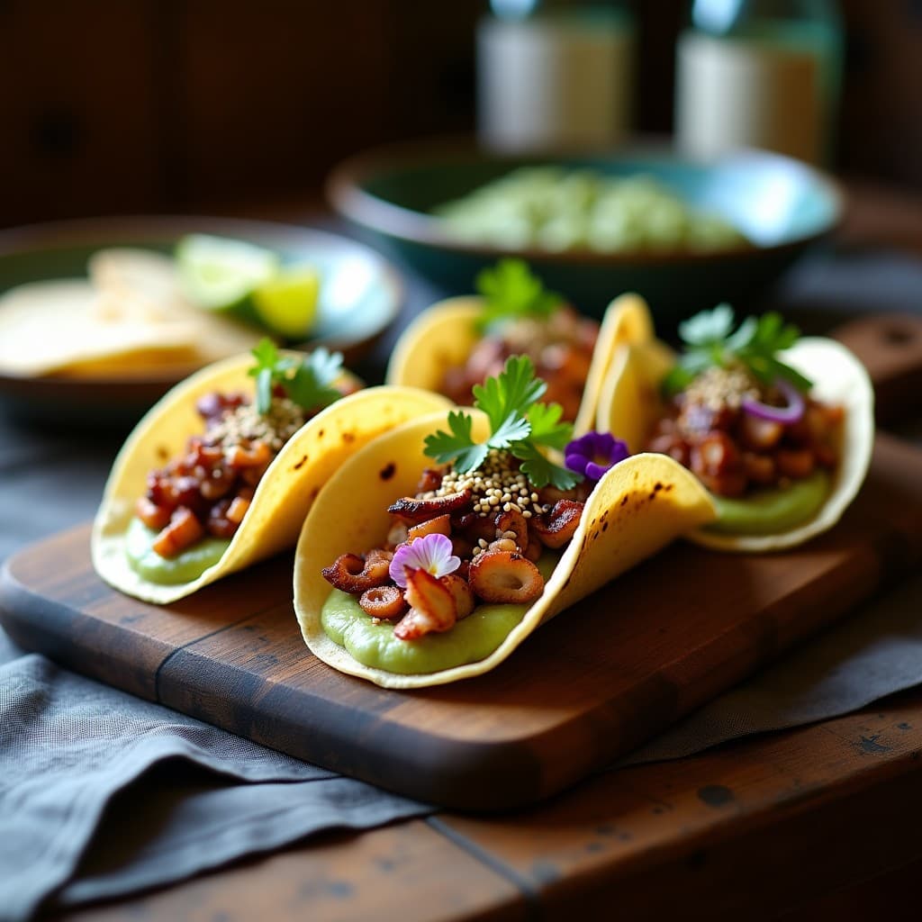 Tacos de Pulpo Ahumado y Puré de Haba: Receta Galaica-Peruana Fusion en 20 Minutos