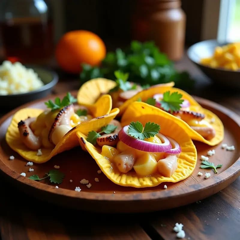 Tacos de Pulpo al Ajillete con Puré de Ñame: Receta Peruana Keto en Airfryer