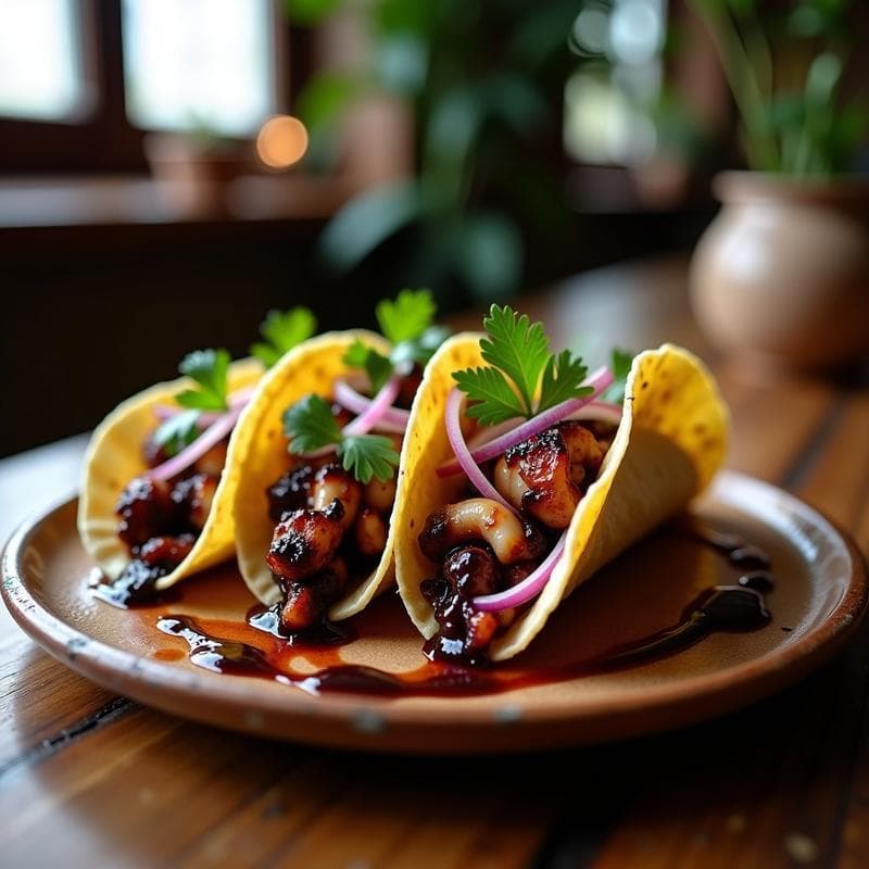 Tacos de Pulpo a la Brasa con Salsa de Ajo Negro: Receta Gallego-Mexicana en Airfryer