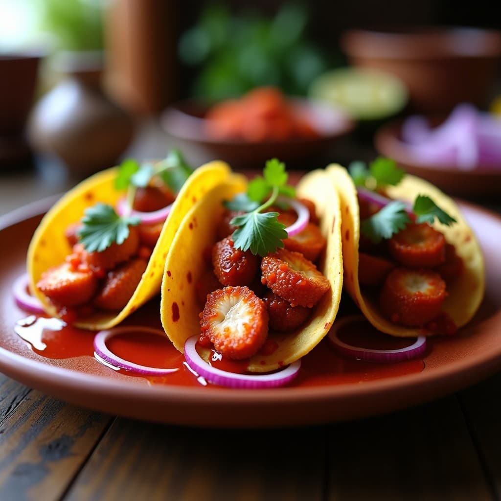 Tacos de Pulpo encurtido con Salsa de Achiote: Receta Yucatana en Airfryer Crujiente