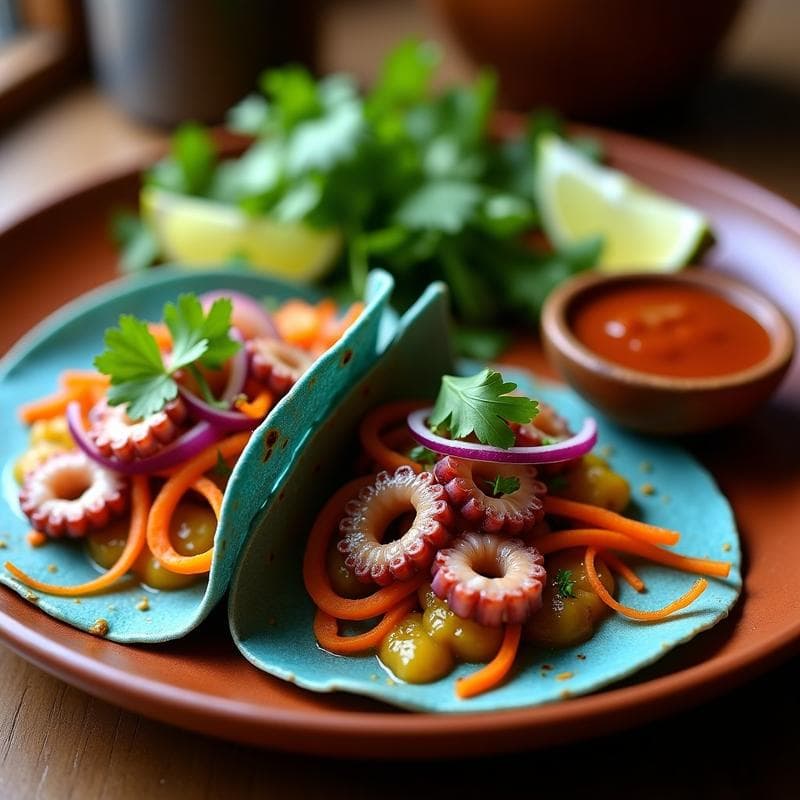 Tacos de Pulpo en Escabeche con Salsa de Chipotle: Receta Mexicana Gourmet