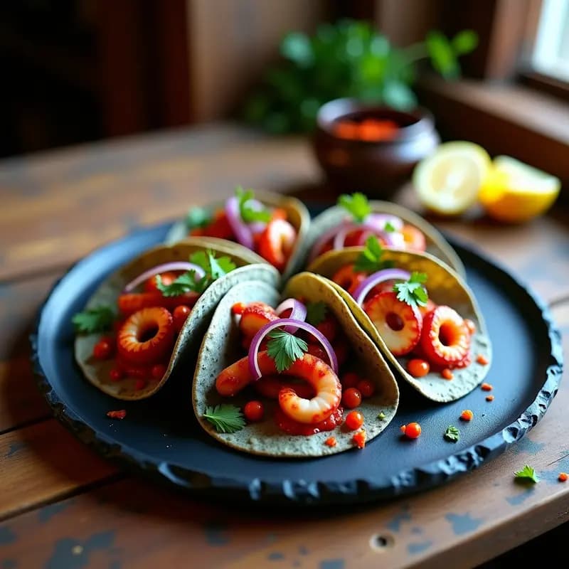 Tacos de Pulpo a la Gallega: Receta Española en Tortillas de Maíz con Pimentón