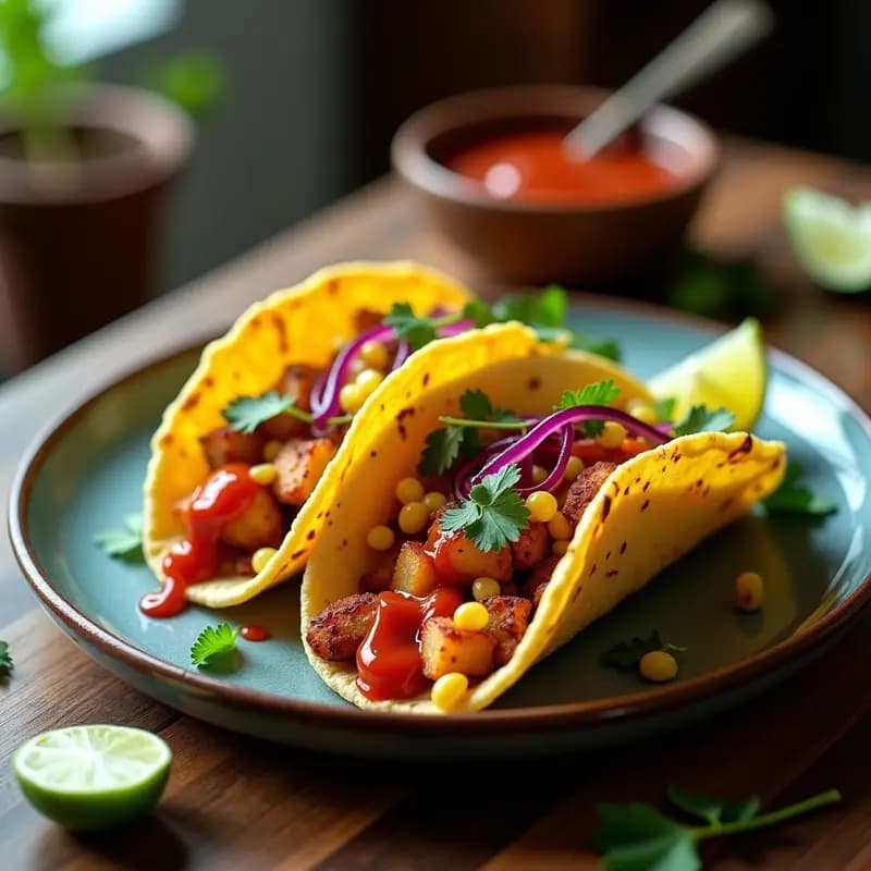 Tacos de Pulpo a la Gallega: Receta Mexicano-Española con Mojo Picón y Crujiente de Maíz