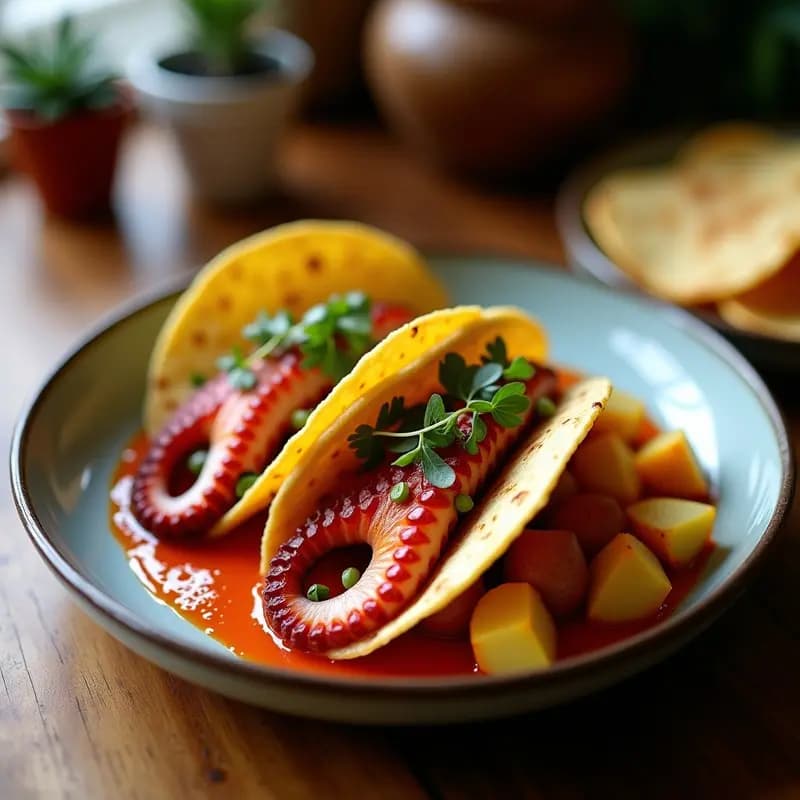 Tacos de Pulpo a la Gallega con Pimentón y Patatas Panaderas: Receta de Fusión Mexicana-Española