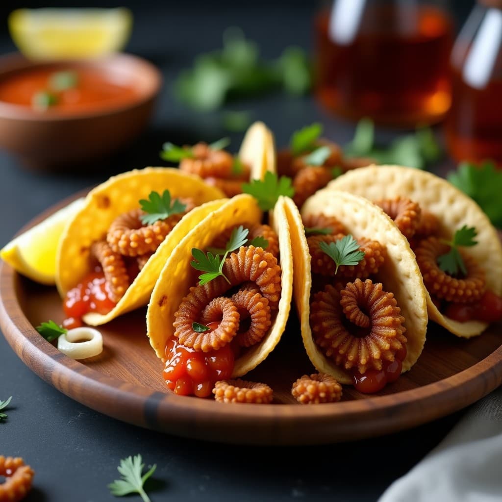 Tacos de Pulpo a la Galleta con Salsa Brava: Receta Española en Airfryer
