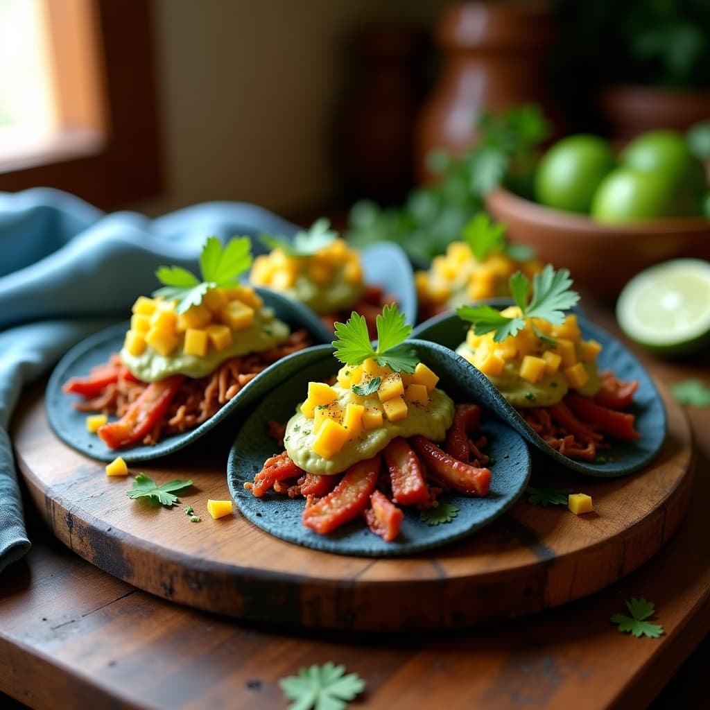 Tacos de Pulpo desmenuzado y Guacamole de Mango: Receta Mexicana Gourmet en 25 Minutos