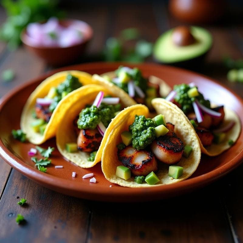 Tacos de Pulpo a la Parrilla con Chimichurri de Cilantro: Receta Mexicana-Argentina