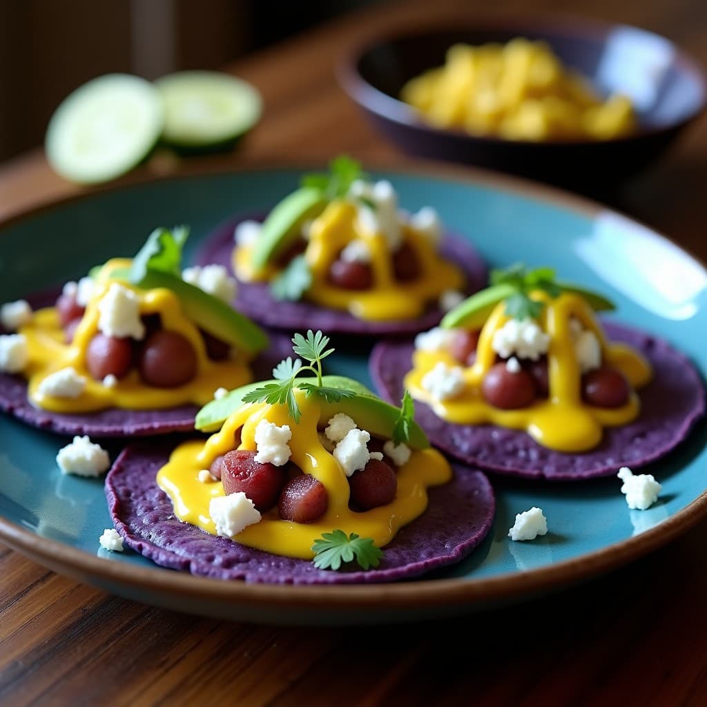 Tacos de Pulpo y Purple Corn con Salsa de Ají Amarillo: Receta Fusion Peruano-Mexicana