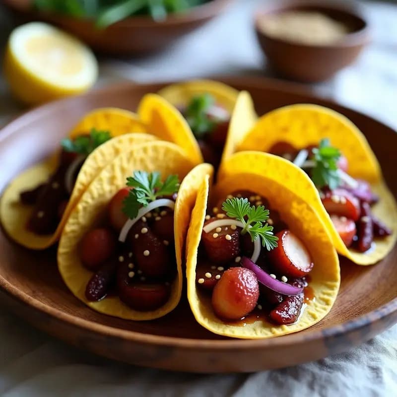 Tacos de Pellizco de Pulpo con Salsa de Tasco y Hinojo: Receta Gallega Japonesa en 25 Minutos
