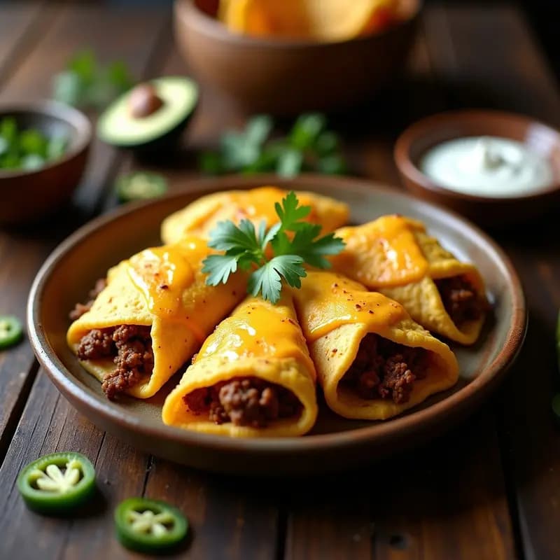 Tacos de Queso Gratinado con Carne de Res y Jalapeños: Receta Mexicana Irresistible