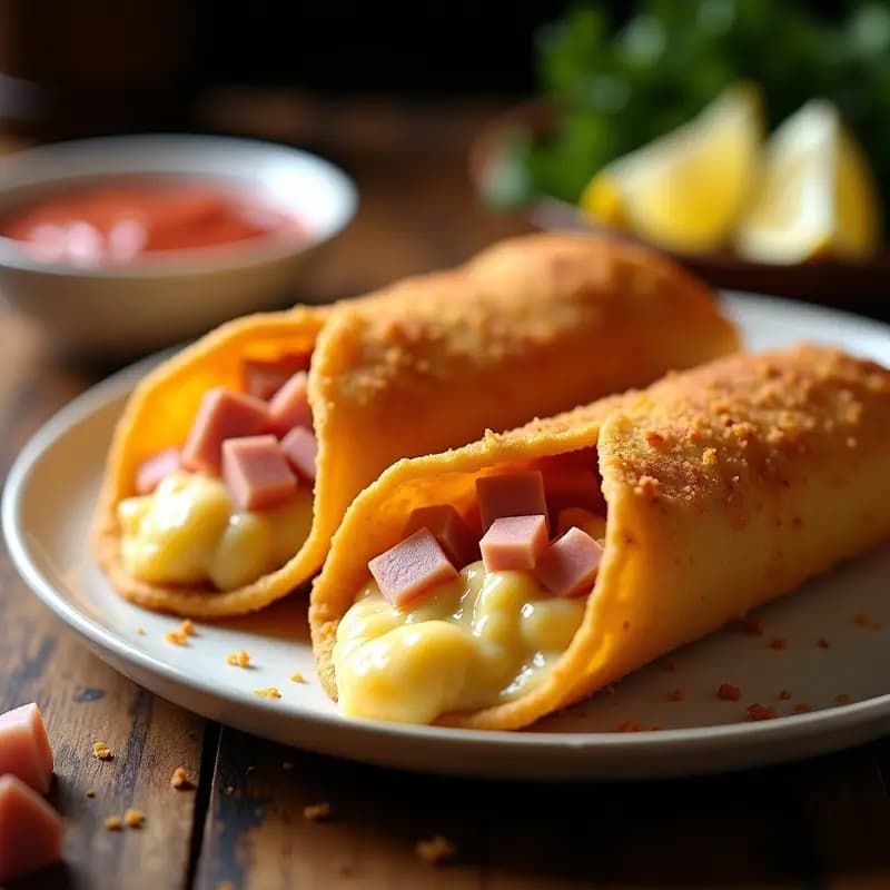 Tacos Dorados de Queso y Jamón Rellenos de Puré de Papa: La Explosión de Sabores que tu Boca Merece