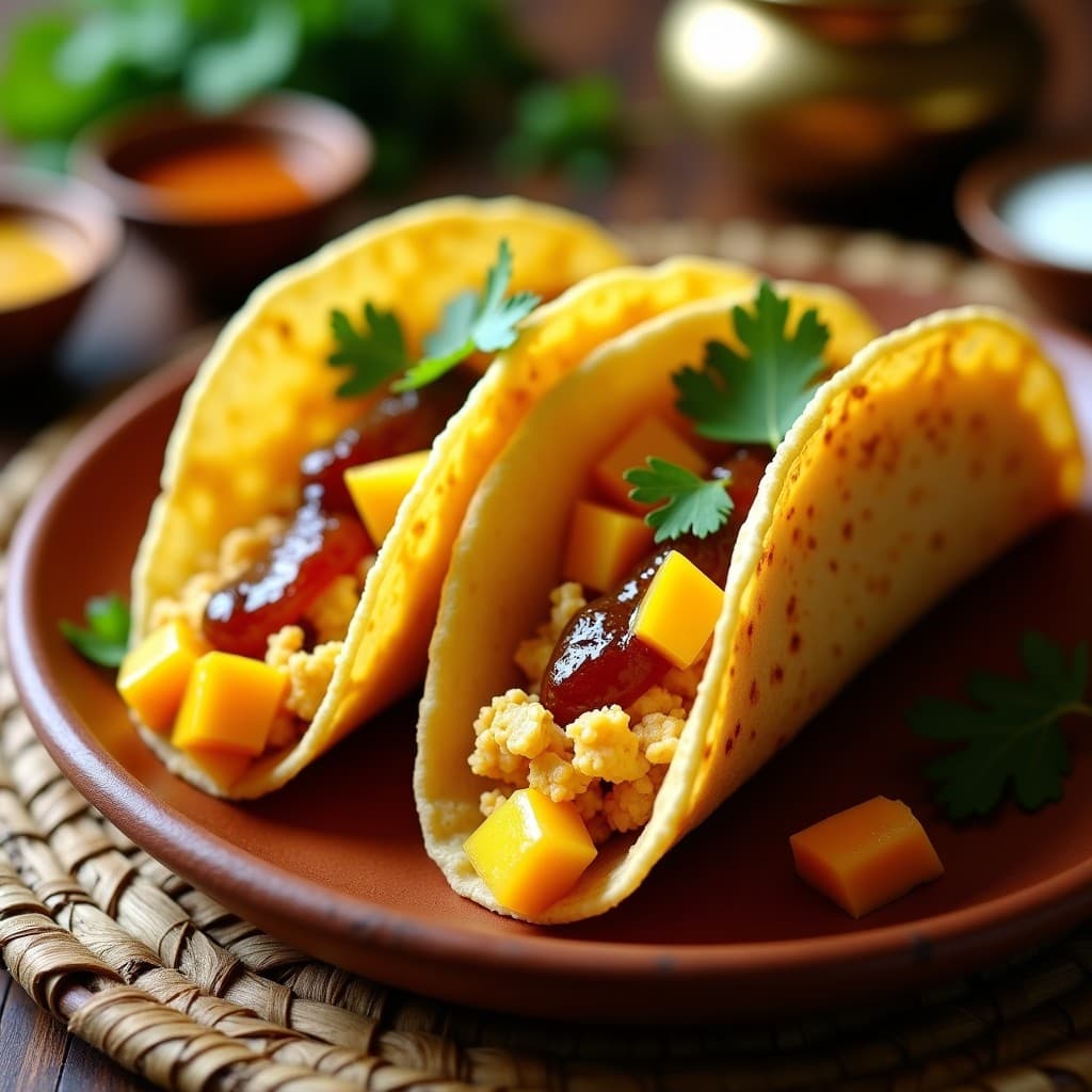 Tacos Dorados de Queso Paneer y Mango con Salsa de Tamarindo: Receta India en Airfryer