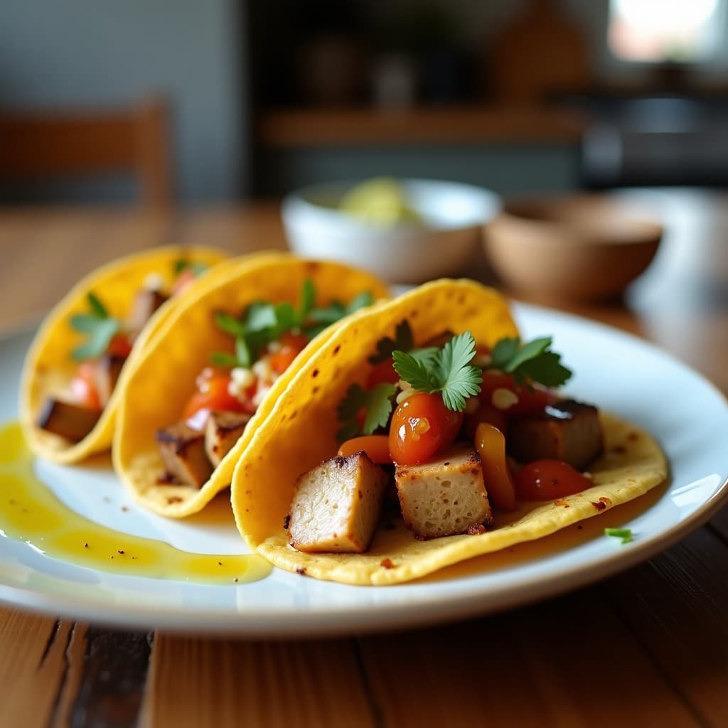 Tacos de Rabo de Torrezno Crujiente con Salsa de Granadilla: Receta Peruana Fusion en Olla Express
