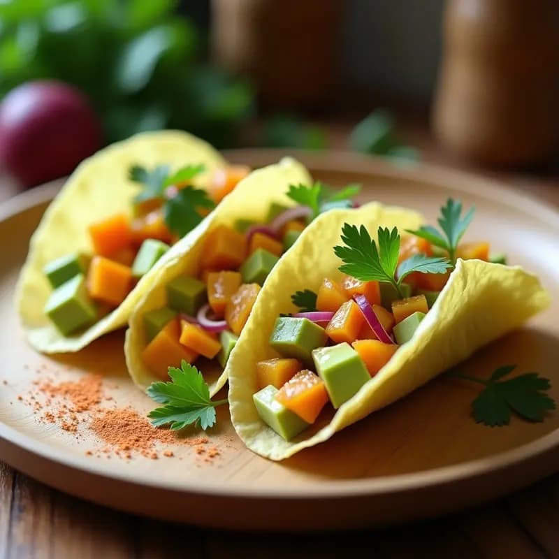 Tacos de Raíces de Apio con Crema de Anacardos y Granadilla: Receta Peruana Crudivegana