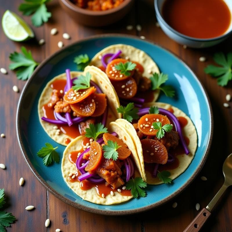 Tacos de Raíz de Loto y Jackfruit con Salsa de Tamarindo: Receta Vegana Tailandesa