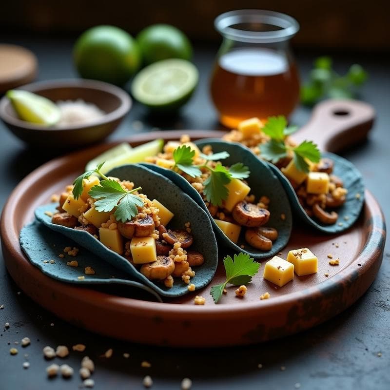 Tacos de Hongos Shiitake y Queso Manchego: Receta de Fusión Mexicana-Española en Airfryer