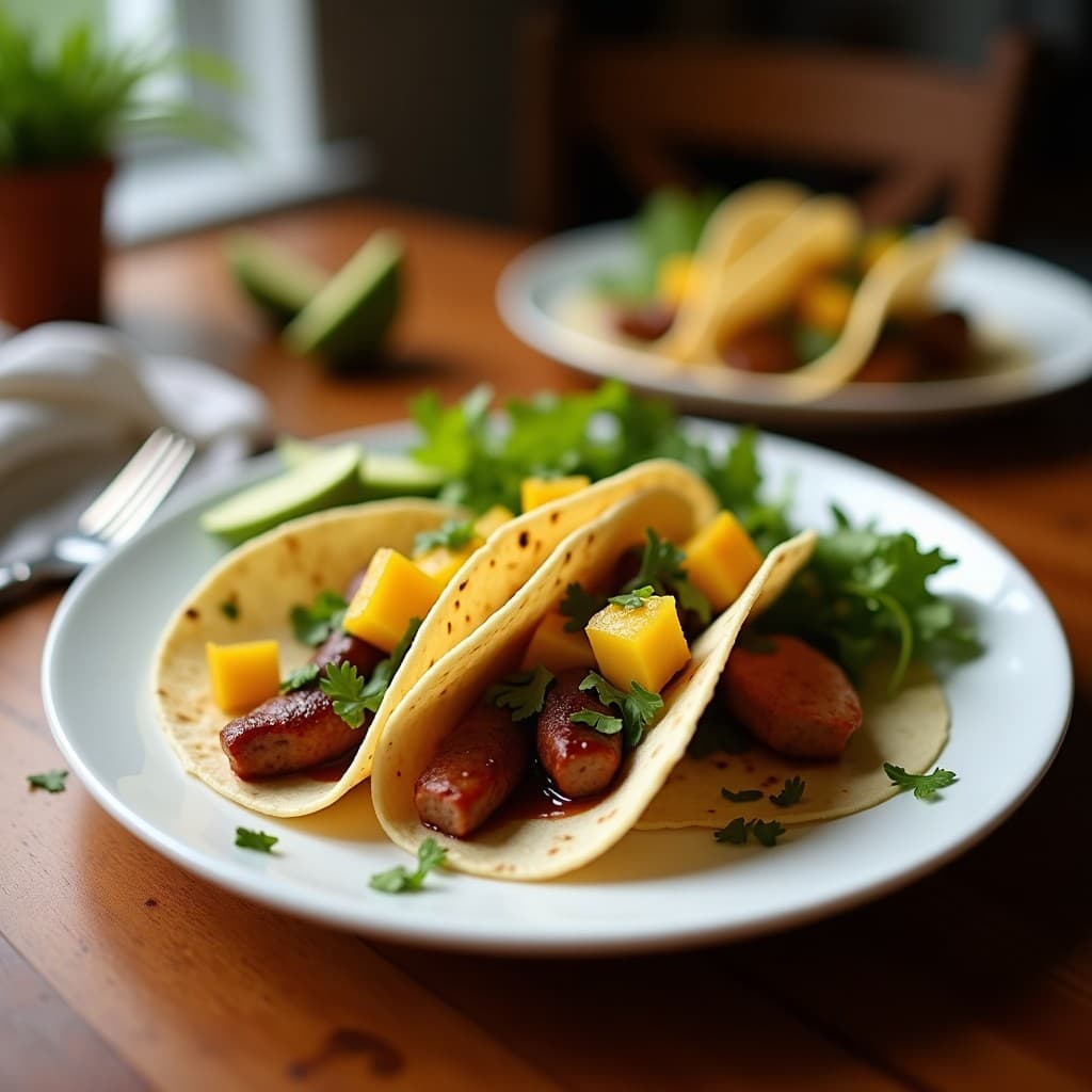 Tacos de Carne de Sobrasada Vegetal con Piña Asada: Receta Vegana en Airfryer con Toque Dulce