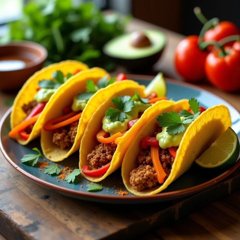 Tacos de Carne de Soja y Pimentones Asados: Receta en Airfryer con Salsa de Aguacate
